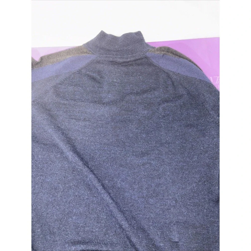 Calvin Klein Men’s XL Merino‎ Wool Blend Blue/navy/gray 1/4 Zipped